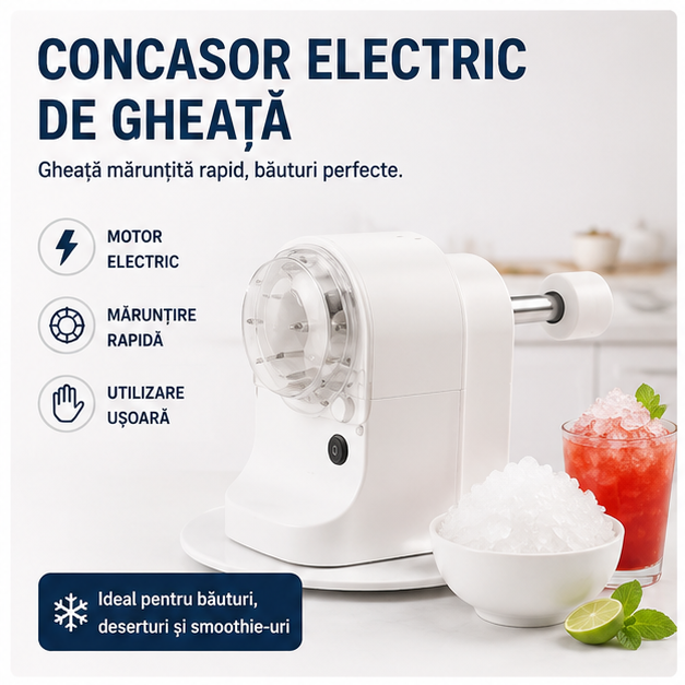Concasor Electric de Gheață - Aparat Profesional pentru Băuturi