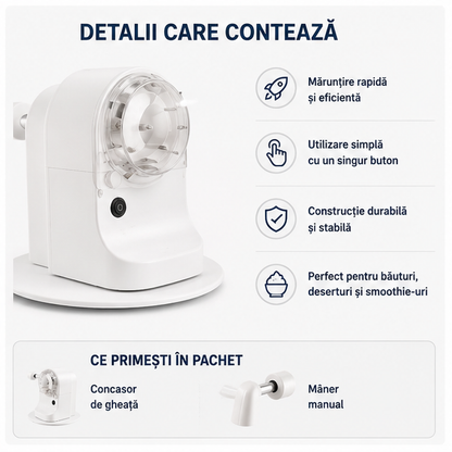 Concasor Electric de Gheață - Aparat Profesional pentru Băuturi