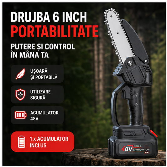 Drujba 6 inch cu 1 Acumulator 48V - Putere și Portabilitate