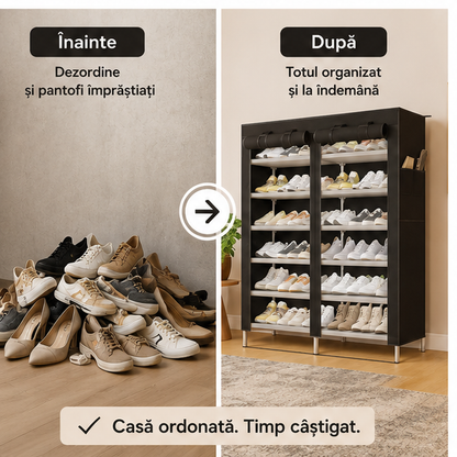 Dulap pentru Pantofi Textil 10 Rafturi 107x113x30 cm