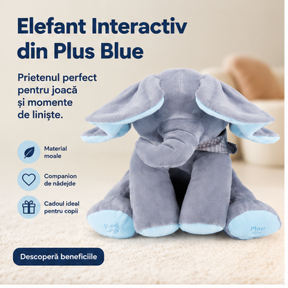 Elefant Interactiv din Plus Blue - Vorbește, Cântă și Fluturi Urechile
