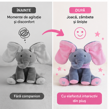 Elefant Interactiv din Pluș Roz - Vorbește, Cântă și Flutură