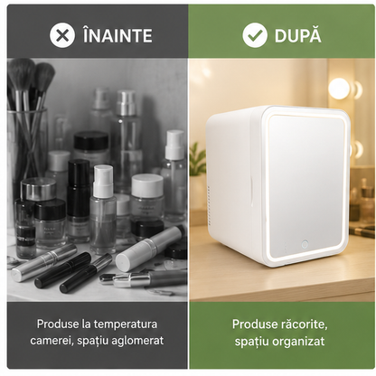 Frigider Mini pentru Machiaj Cozevdnt 8L Portabil cu Oglindă