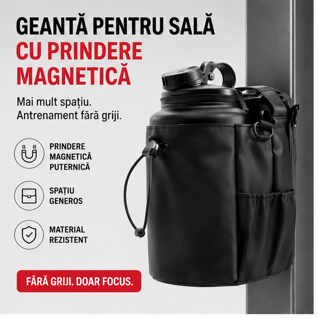 Geanta pentru Sala cu Prindere Magnetica - Neagra
