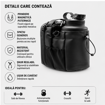 Geanta pentru Sala cu Prindere Magnetica - Neagra