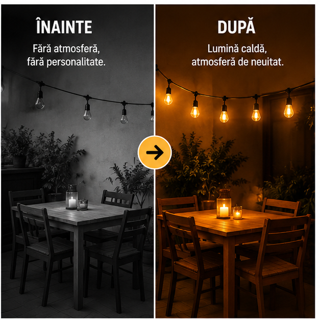 Ghirlanda Luminoasa 10 Metri cu 10 Becuri LED - Decor Exterior