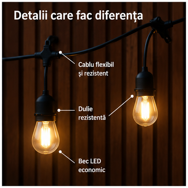 Ghirlanda Luminoasa 20m cu 40 Becuri LED - Decorare Interior/Exterior