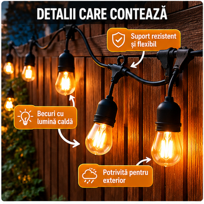 Ghirlanda Luminoasa 5m cu 10 Becuri - Decorare Interioara si Exterior