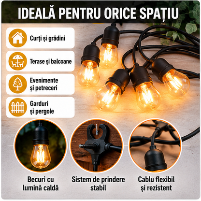 Ghirlanda Luminoasa 5m cu 10 Becuri - Decorare Interioara si Exterior