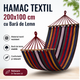 Hamac Textil 200x100 cm cu Bară din Lemn – Multicolor, Confort și Relaxare în Aer Liber