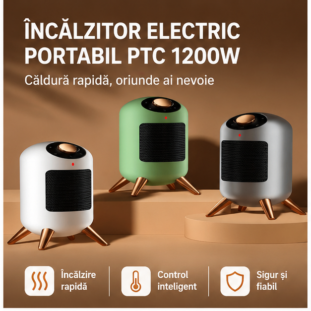 Încălzitor Electric Portabil PTC 1200W - Pentru Acasă și Birou