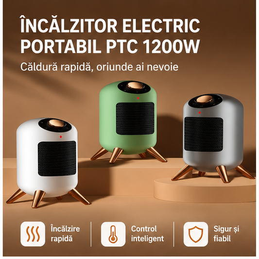 Încălzitor Electric Portabil PTC 1200W - Pentru Acasă și Birou