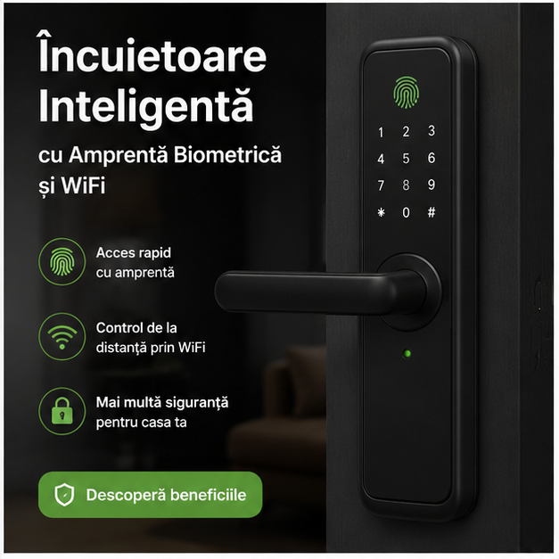 Încuietoare Inteligentă cu Amprentă Biometrică și WiFi
