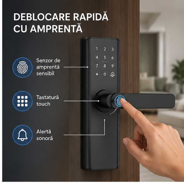 Încuietoare Inteligentă Wireless - Control Acces Securizat
