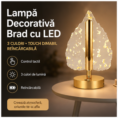 Lampă Decorativă Brad cu LED – 3 Culori, Touch Dimabilă, Reîncărcabilă
