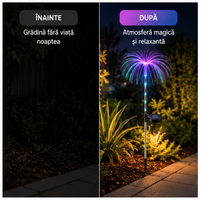 Lampa Solara Decorativa Meduza cu LED RGB și Fibră Optică