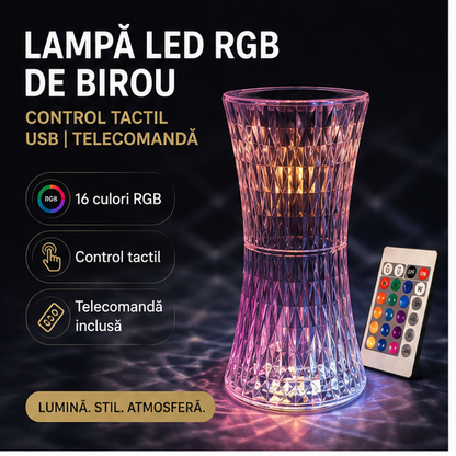 Lampă LED RGB de Birou Control Tactil USB Telecomandă Design Elegant