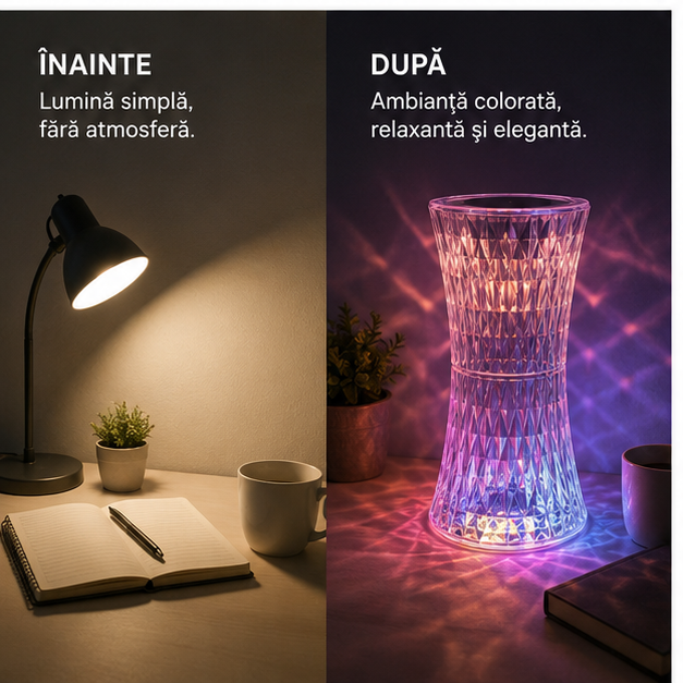 Lampă LED RGB de Birou Control Tactil USB Telecomandă Design Elegant
