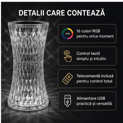 Lampă LED RGB de Birou Control Tactil USB Telecomandă Design Elegant