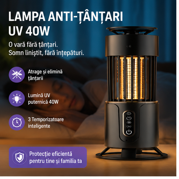 Lampa Anti-Țânțari UV 40W cu 3 Temporizatoare și Captare