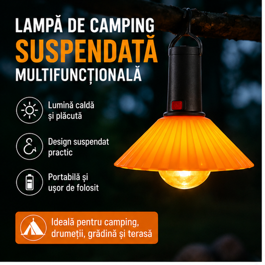 Lampă de Camping Suspendată Multifuncțională, Reîncărcabilă, Rezistentă la Apă