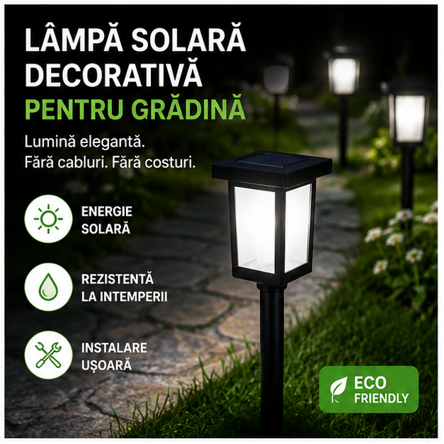 Lămpa Solară Decorativă pentru Grădină - Iluminare Ecologică