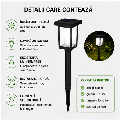 Lămpa Solară Decorativă pentru Grădină - Iluminare Ecologică