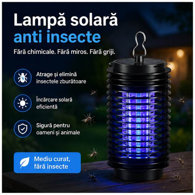 Lampa Solara anti Insecte - Protectie Eficienta si Eco-Friendly