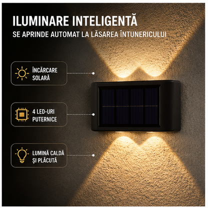 Lampă Solară de Perete cu 4 LED-uri - IP65 - 5W