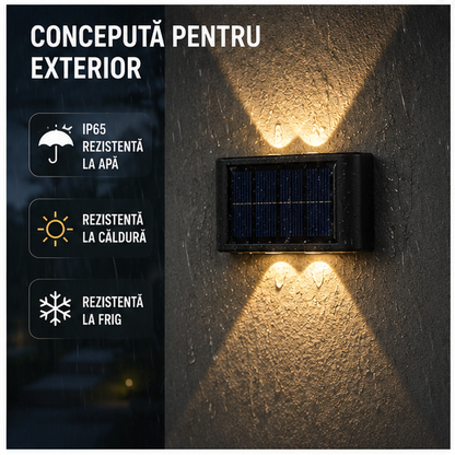 Lampă Solară de Perete cu 4 LED-uri - IP65 - 5W