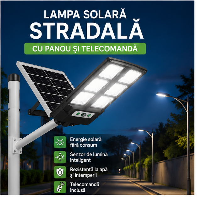 Lampa Solara Stradala cu Panou si Telecomanda - 35 RON