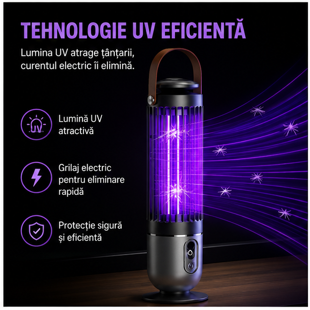 Lampa Anti-Țânțari UV Portabilă cu Încărcare Type-C