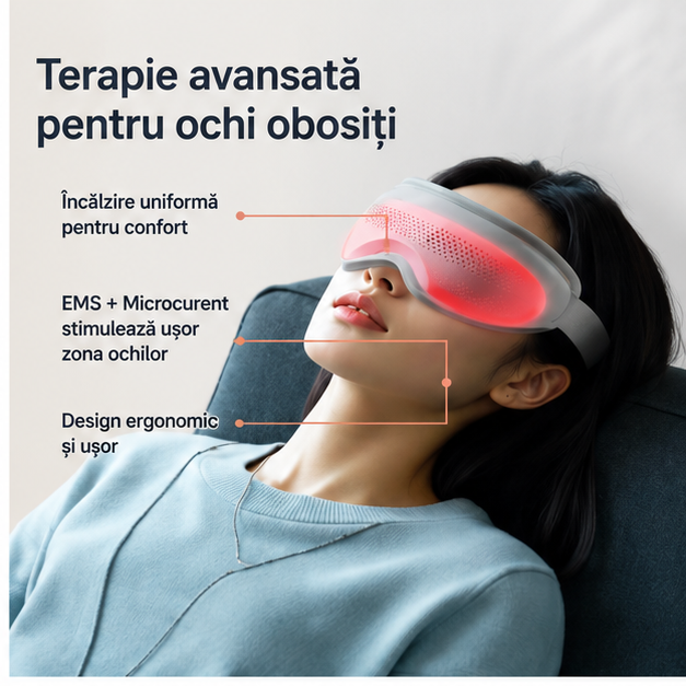 Mască pentru ochi cu încălzire EMS și microcurent - Compresă caldă