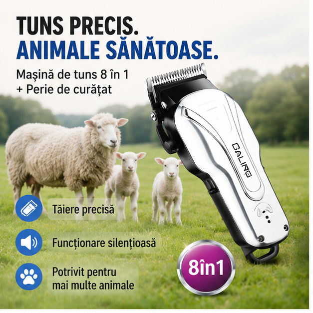 Mașină de tuns animale 8 în 1 + Perie de curățat blănița