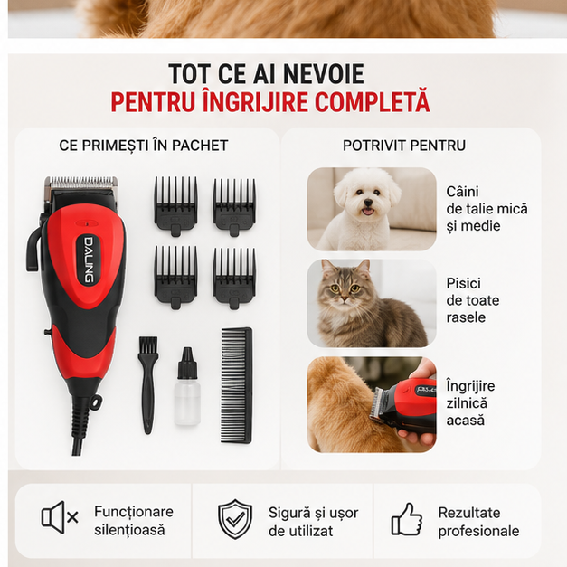 Mașină Profesională de Tuns Animale Câini, Pisici - Model D12