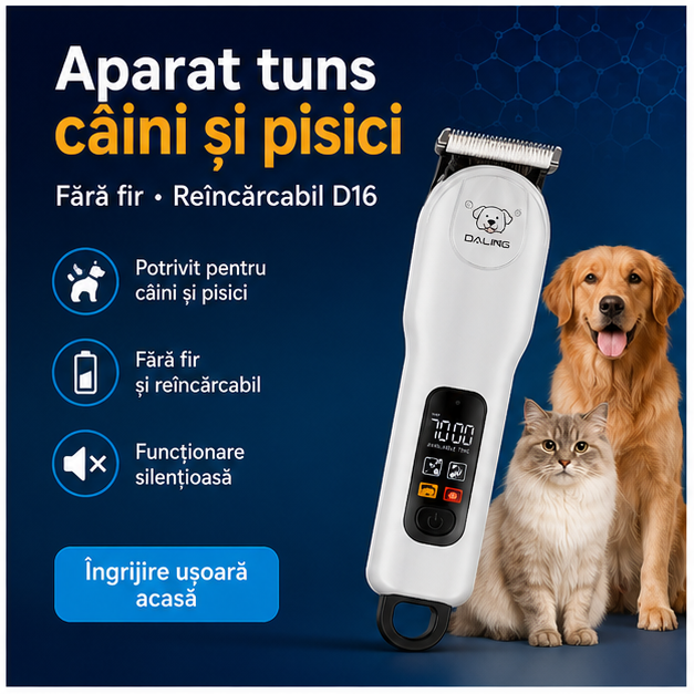 Aparat tuns caini si pisici fara fir reincarcabil D 16