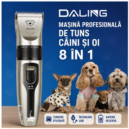 Mașină de Tuns Câini Daling 5 în 1 - Aparat Fără Fir