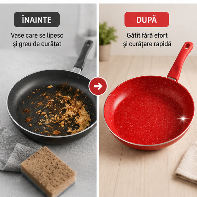 Set 13 Piese Oale și Tigăi Antiaderente – Design Modern, Gătit Rapid și Curățare Ușoară