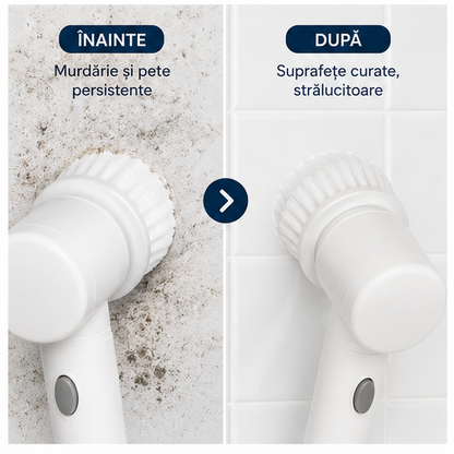 Perie de Curățat Electrică Rotativă 360° – 3 Capete pentru Curățare Rapidă și Eficientă