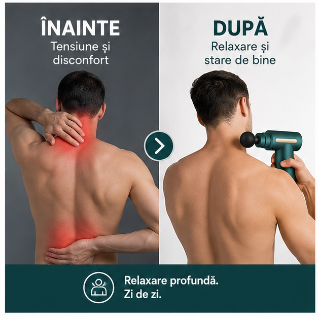 Pistol de Masaj Muscular cu Percuție pentru Țesut Profund
