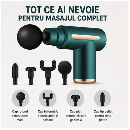 Pistol de Masaj Muscular cu Percuție pentru Țesut Profund