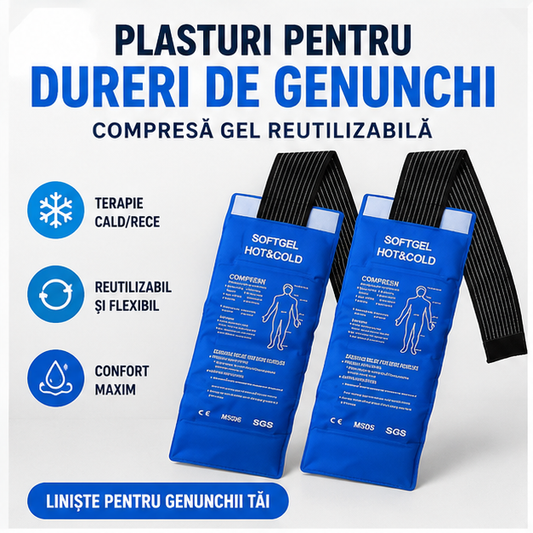 Plasturi pentru Dureri de Genunchi - Compresă Gel Reutilizabilă