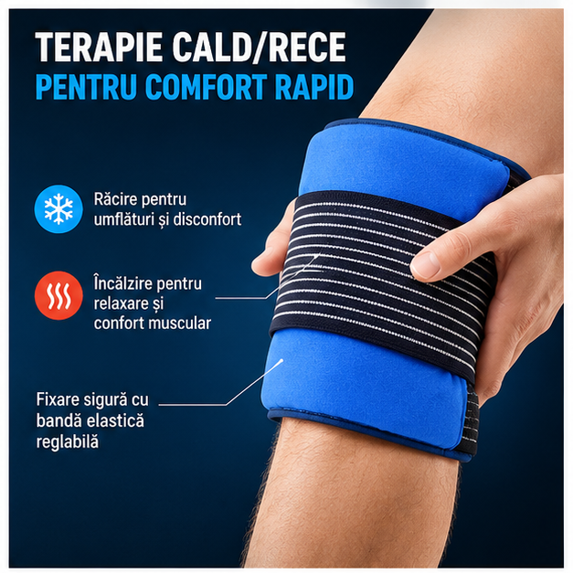 Plasturi pentru Dureri de Genunchi - Compresă Gel Reutilizabilă