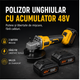Polizor Unghiular cu Acumulator 48V - 2 Baterii Incluse