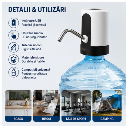 Pompa Electrica pentru Bidon - Incarcare Rapida si Usoara