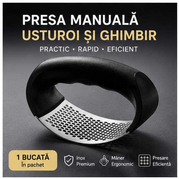 Presa Manuala pentru Usturoi si Ghimbir - Inox Premium