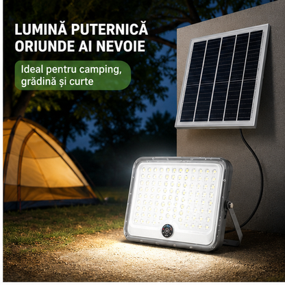 Proiector LED cu Panou Solar 100W - Lampă Portabilă pentru Camping