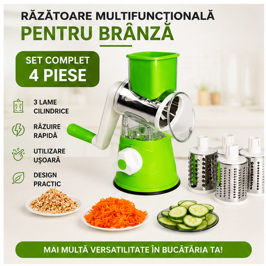 Razatoare Multifunctionala Branza cu 3 Lame Cilindrice Interschimbabile