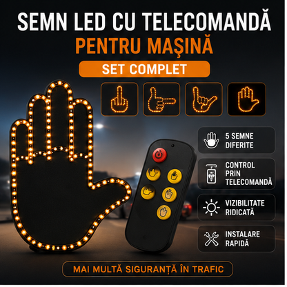 Semn LED cu Telecomandă pentru Mașină - 25 RON