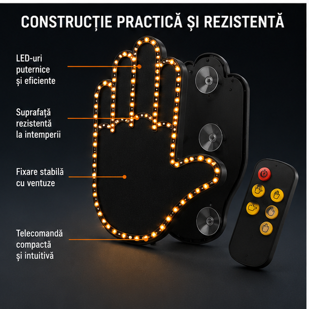 Semn LED cu Telecomandă pentru Mașină - 25 RON